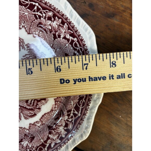 Set Of 3 Mason's Vista Red Pink Ironstone 7.5” Salad Bread Plates England READ - Picture 10 of 10